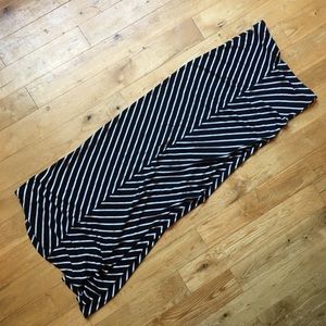 Black + White Striped Maxi Skirt